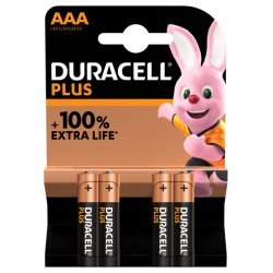 Duracell Plus 100% Alcaline AAA / LR03 blister 4 pièces