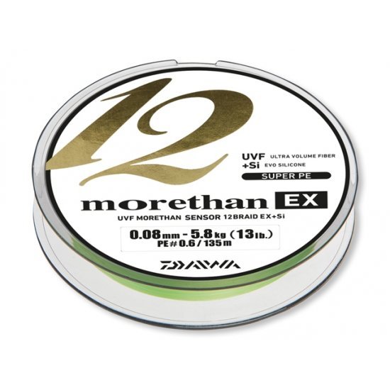 Daiwa Morethan 12 Tresse EX+Si Vert Citron 0.12mm 135m