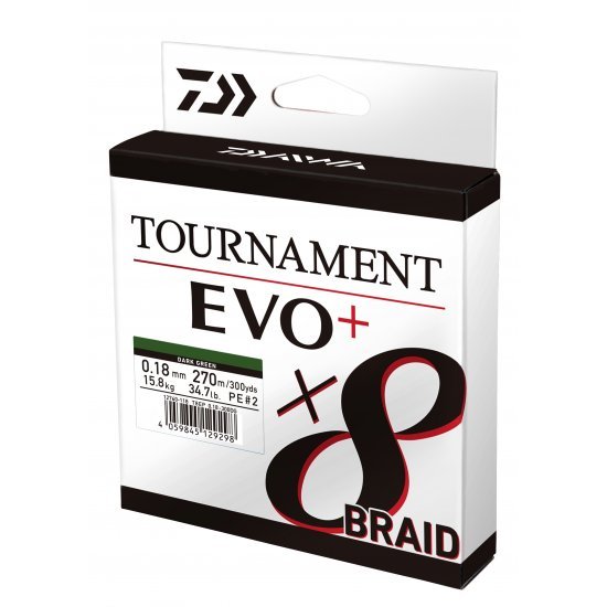 Daiwa Tournament X8 Tresse EVO+ Vert Foncé 0.08mm 900m