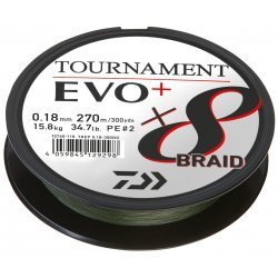 Daiwa Tournament X8 Tresse EVO+ Vert Foncé 0.10mm 900m