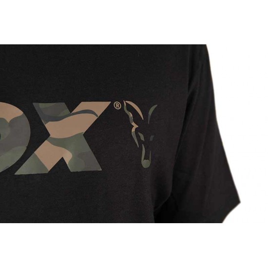 T-shirt Fox noir à logo camouflage