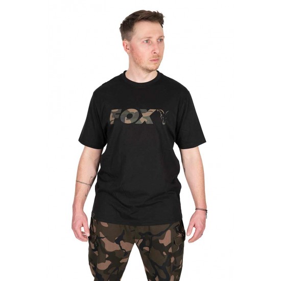 T-shirt Fox noir à logo camouflage