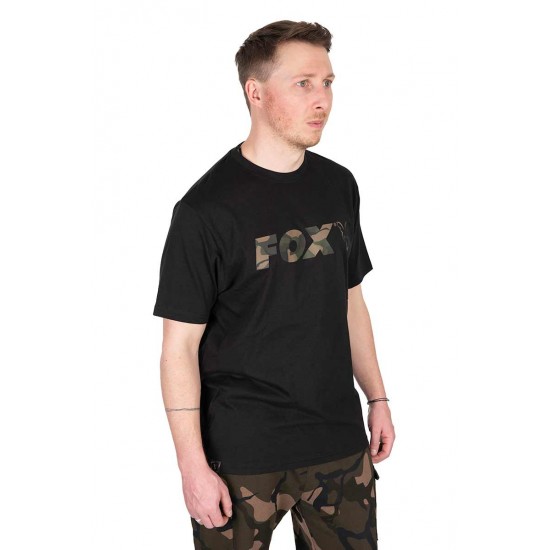 T-shirt Fox noir à logo camouflage