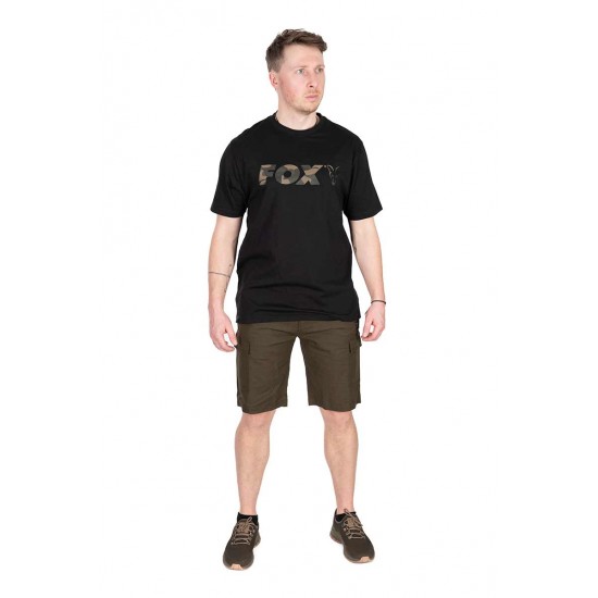 T-shirt Fox noir à logo camouflage