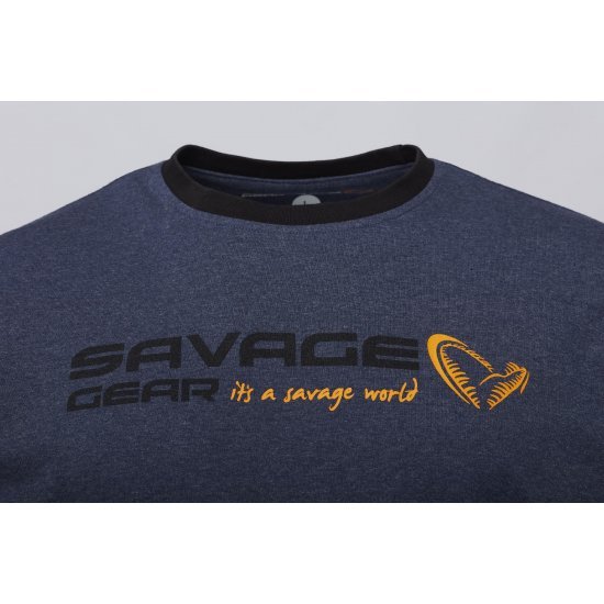 T-Shirt Savage Gear Signature Logo Bleu Chiné
