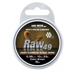 Savage Gear Raw49 Fil d'Acier 10m 0.45mm Non Enduit Marron