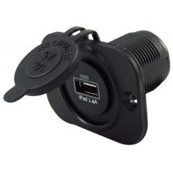 Talamex Prise USB Simple Avec Cadre Encastré 2.4A Noir