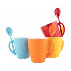 Gimex Color Line Mug avec Cuillère Rainbow 390 ml 4 Pièces