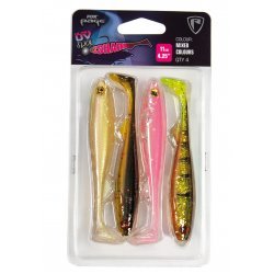 Fox Rage Slick Shad 11cm Lot de 4 couleurs UV mixtes