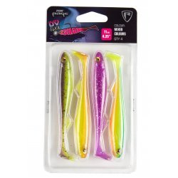 Fox Rage Slick Shad Lot de 5 couleurs mixtes UV 9 cm